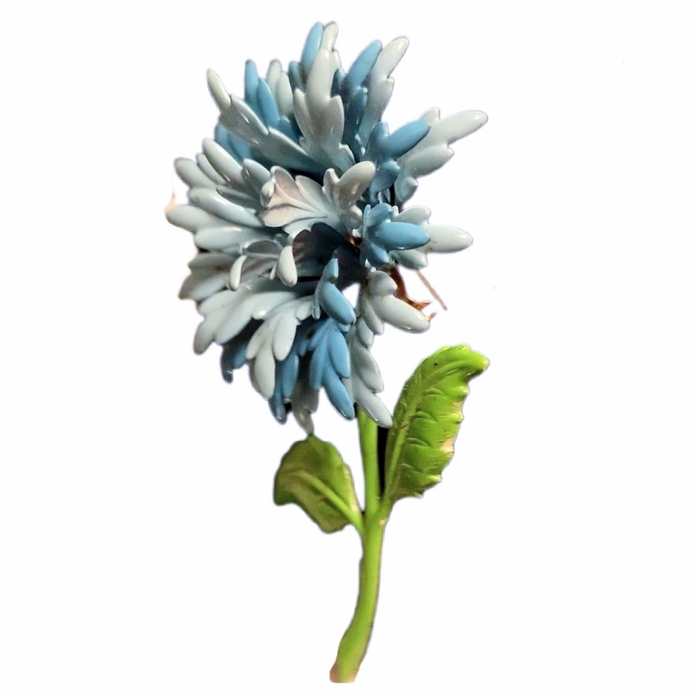 Blue & Green Large Enamel Flower Brooch - Picture 9 of 10